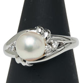 ポーラ Pt900 プラチナ アコヤパール8.3mm ダイヤ0.09ct リング 指輪 レディース POLA 15号 【中古】